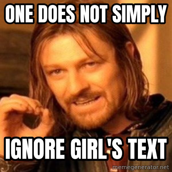 One Does Not Simply meme: one does not simply / ignore girl's text