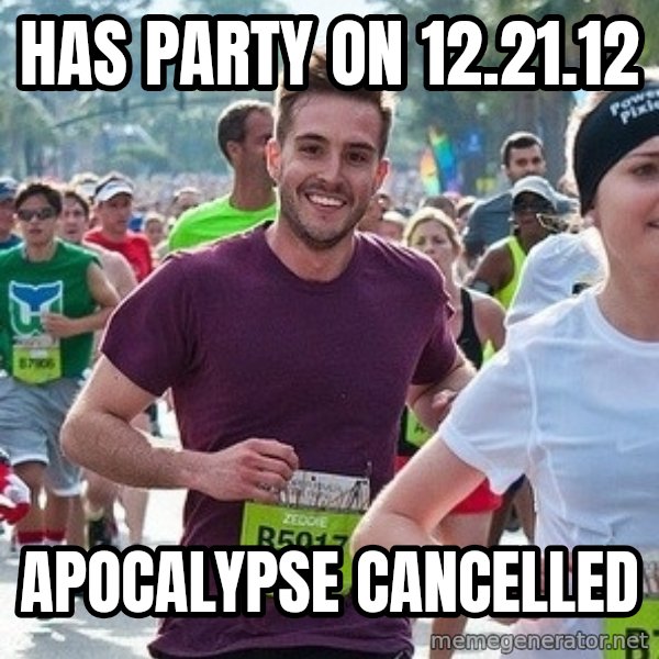 Ridiculously photogenic guy (Zeddie) meme: Has party on 12.21.12 / Apocalypse cancelled
