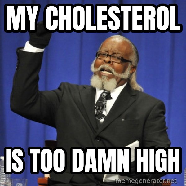 Rent Is Too Damn High meme: MY CHOLESTEROL / IS TOO DAMN HIGH