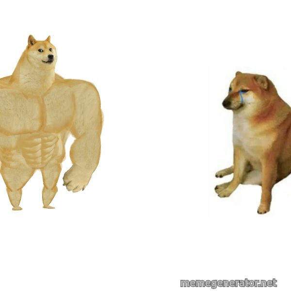 Buff Doge vs. Cheems meme template