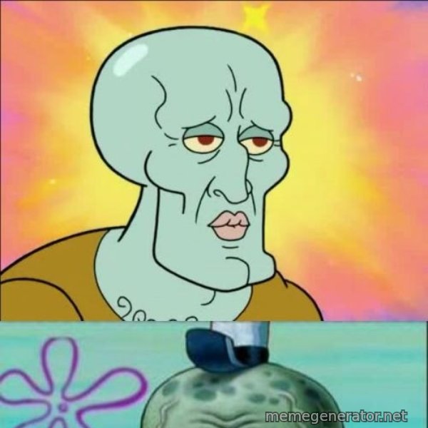 Handsome Squidward meme template